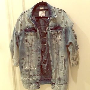 Zara 3/4 sleeve over sized jean long jacket Sz S
